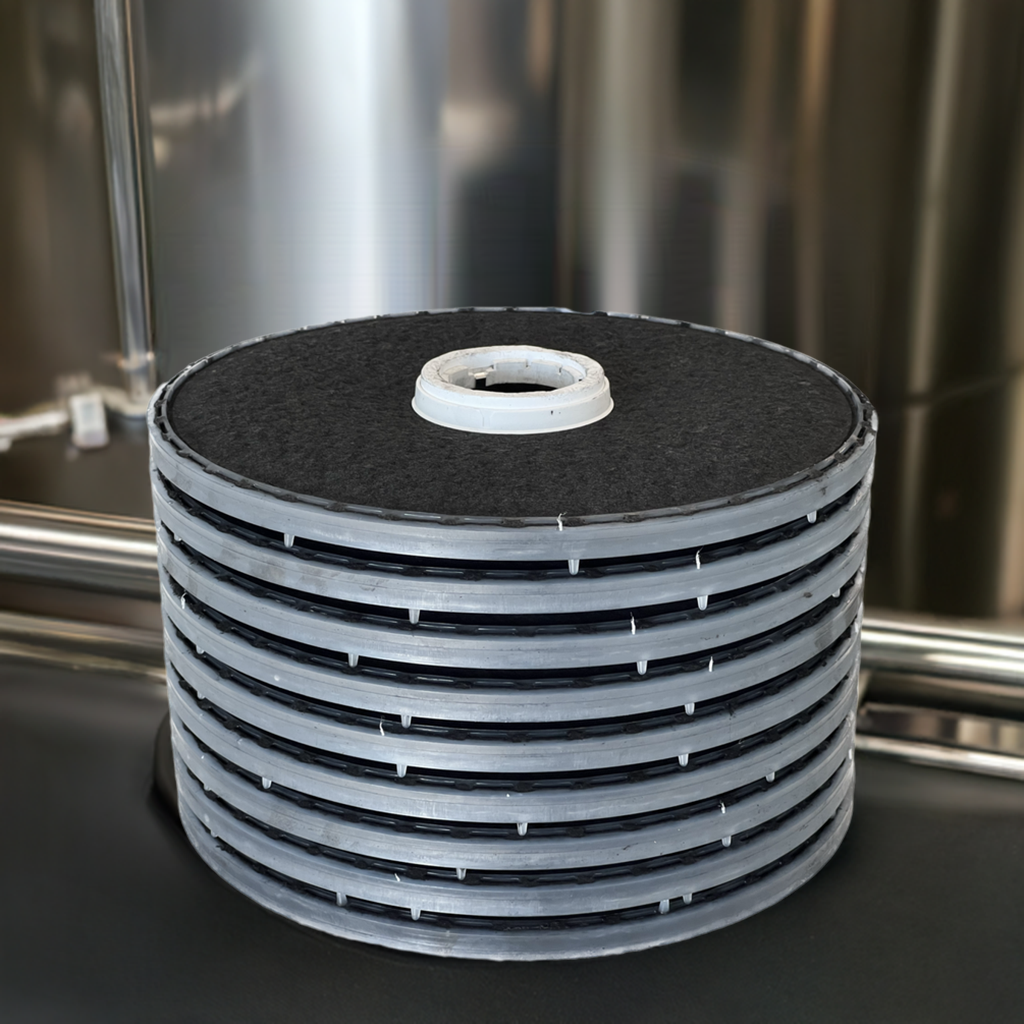 Activated Carbon Filter Cartridge in Lenticular Depth-Stack format for Spirit, Oil Extraction, Color Remediation and Odor Removal